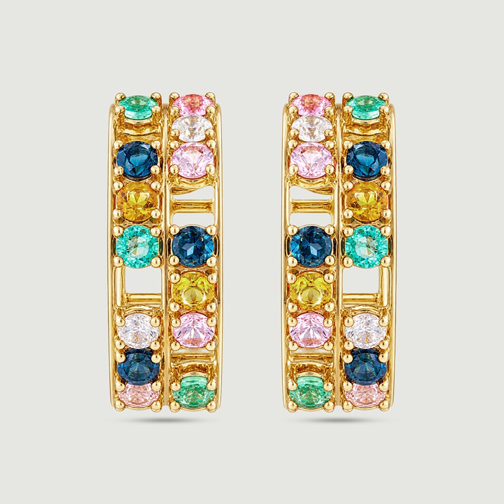 Vibrant Mosaic Multicolour Hoop Earrings,,hi-res image number null
