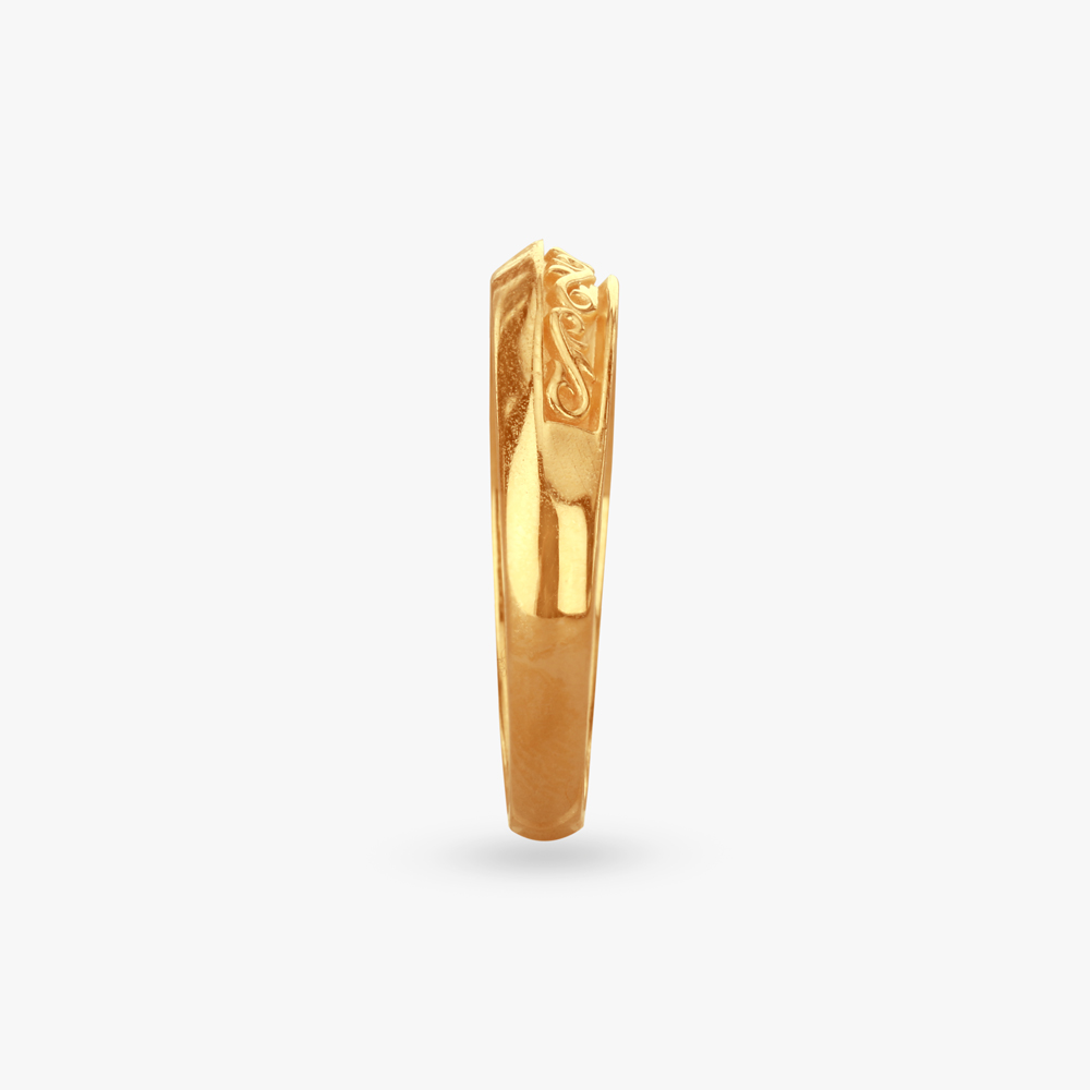 Engraved Gold Finger Ring For Men,,hi-res image number null