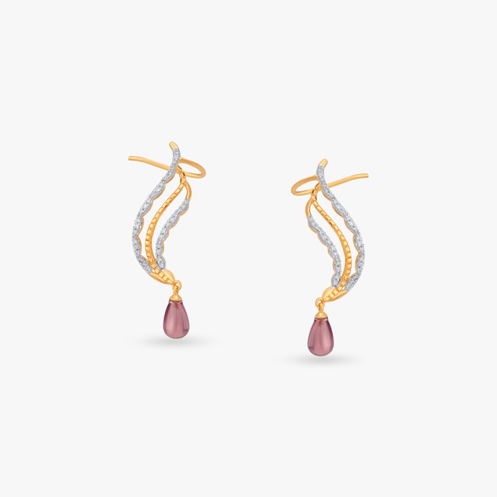 

Twin Curve Diamond Drop Earrings