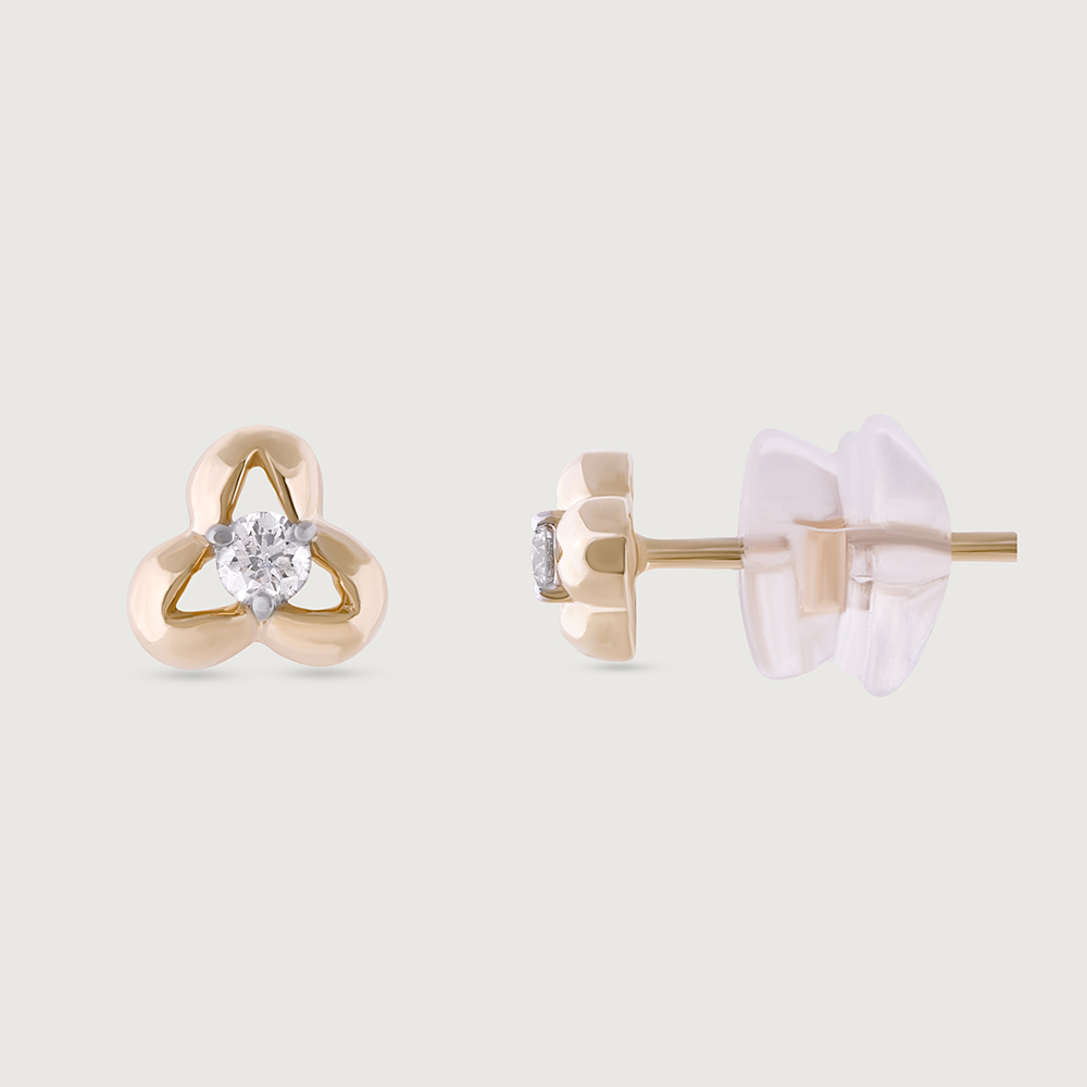 Iconic Shimmer Gold & Diamond Stud Earrings,,hi-res image number null