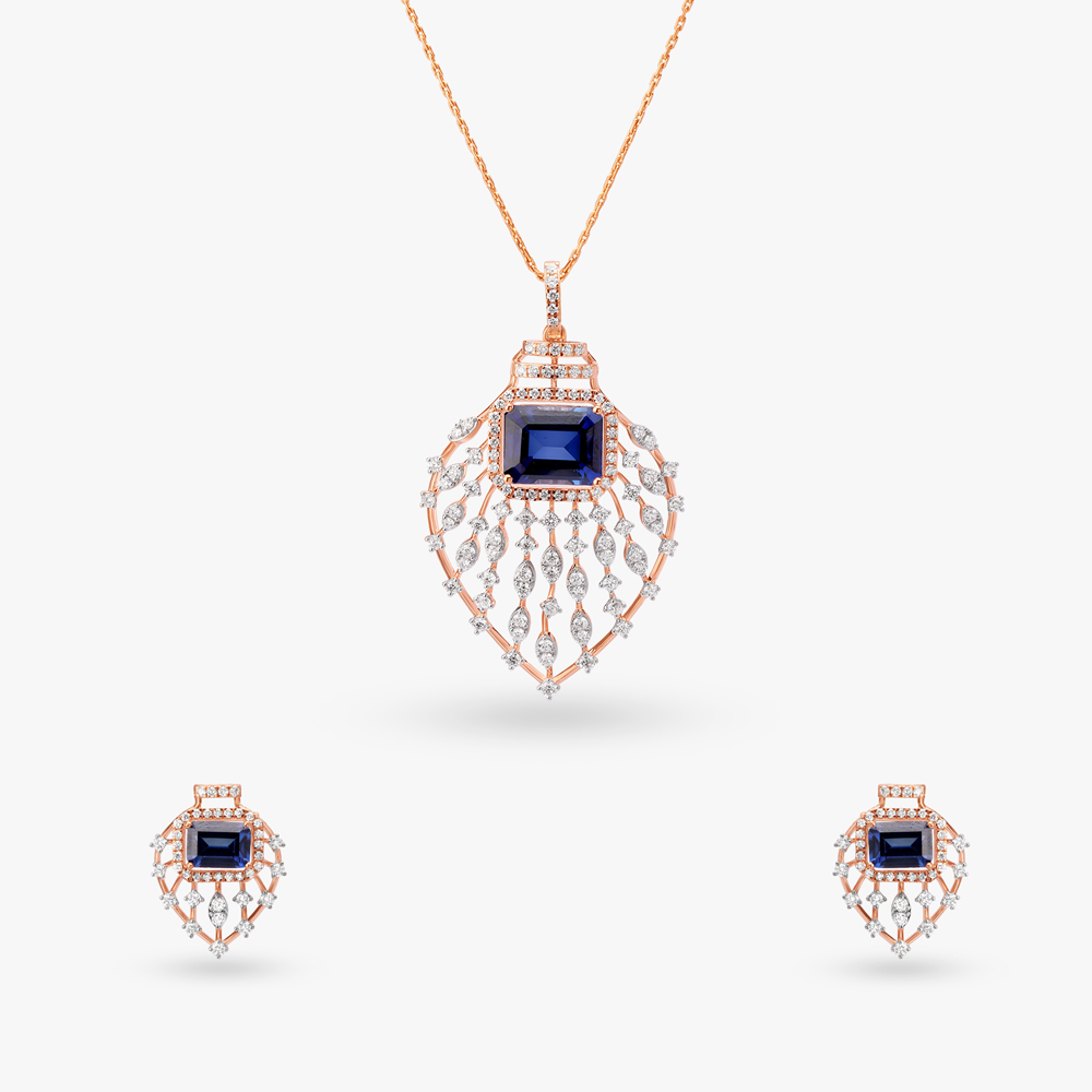 Luxurious Diamond Pendant and Earrings Set