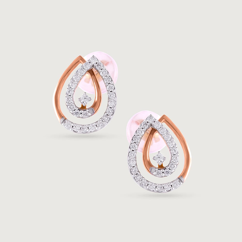 Classic Rose Gold & Diamond Studs Earrings,,hi-res image number null