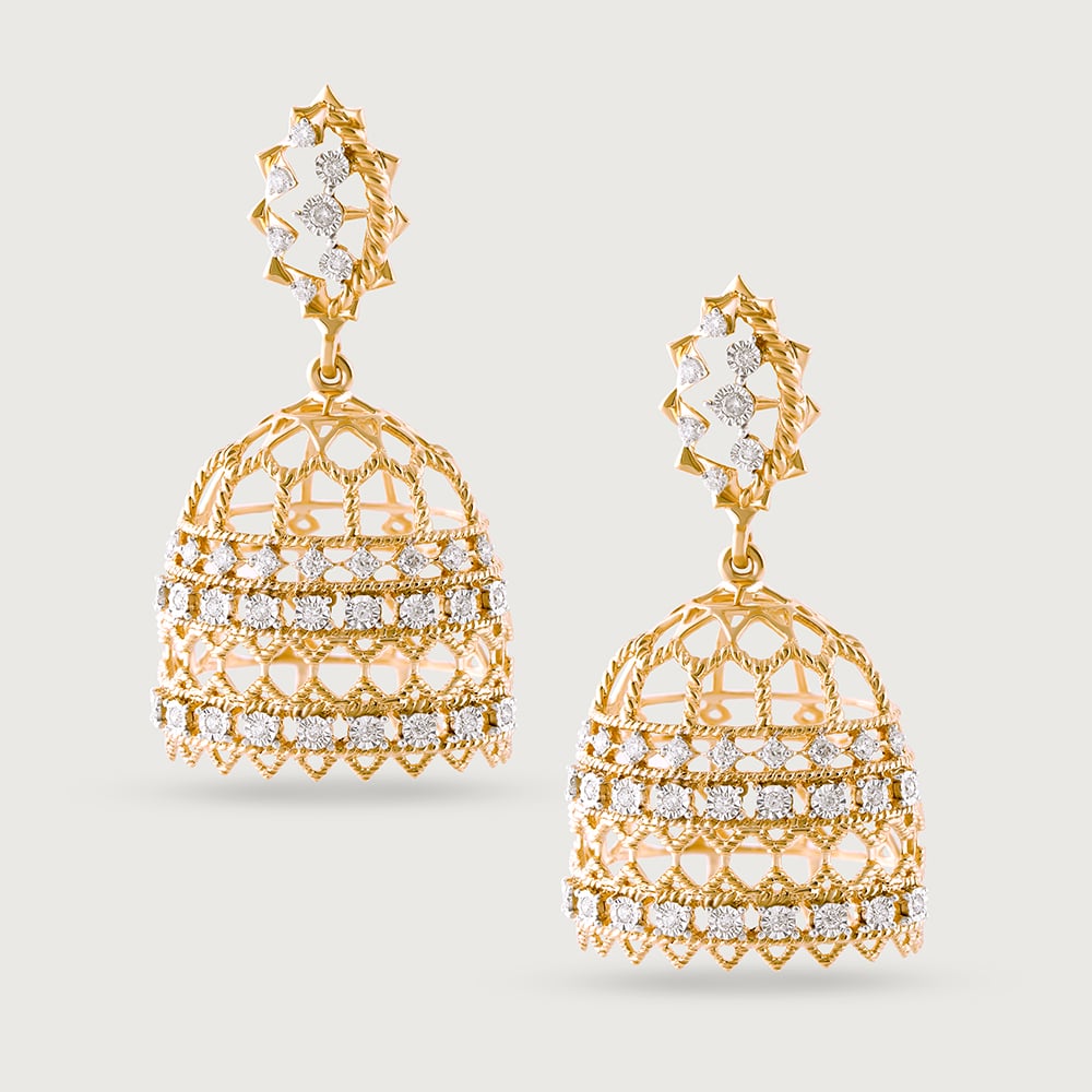 Majestic Lippan Gold & Diamond Jhumka,,hi-res image number null