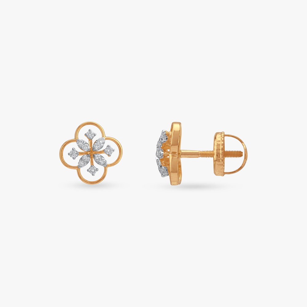 Elegant Blossom Diamond Stud Earrings,,hi-res image number null