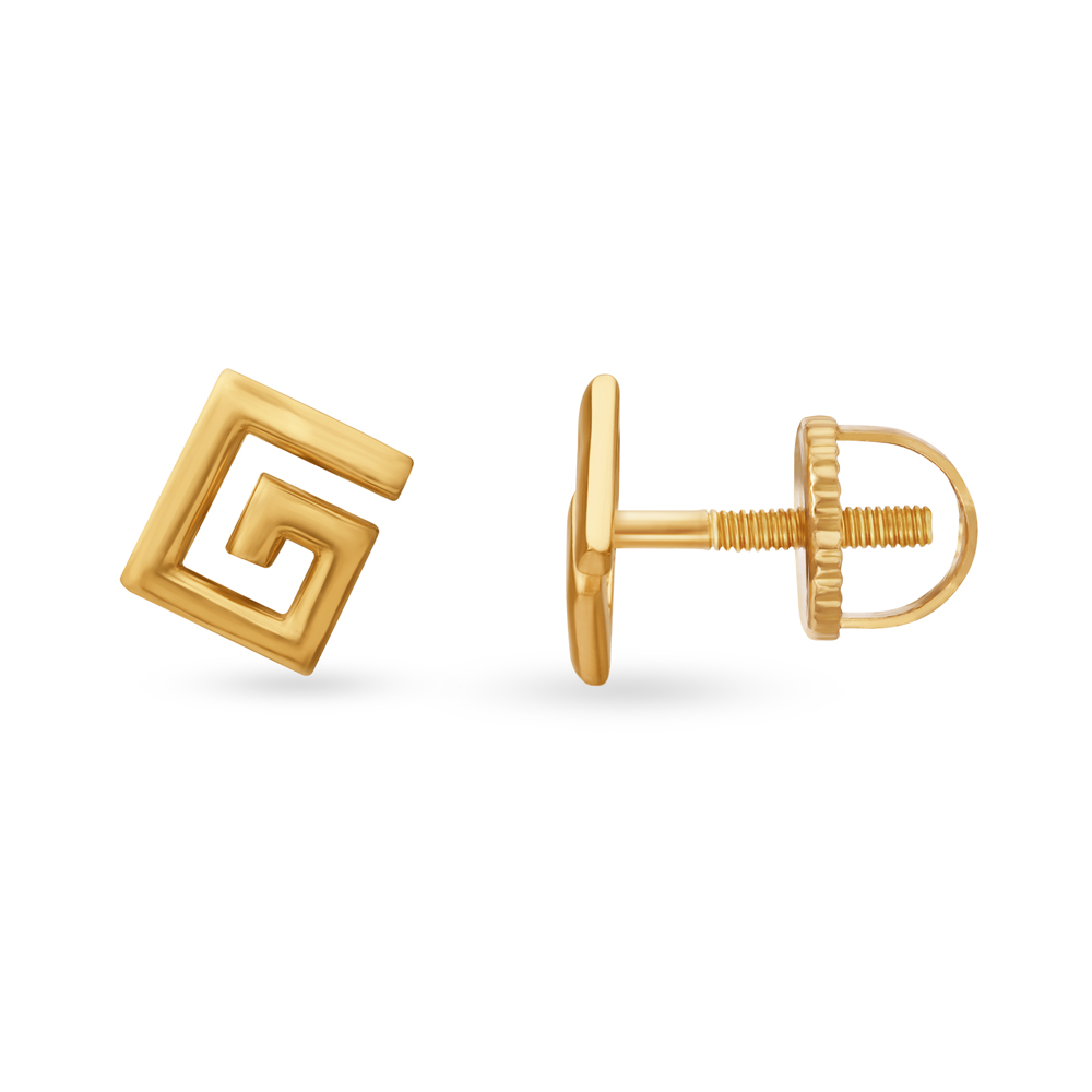 Rhombic Gold Stud Earrings,,hi-res image number null
