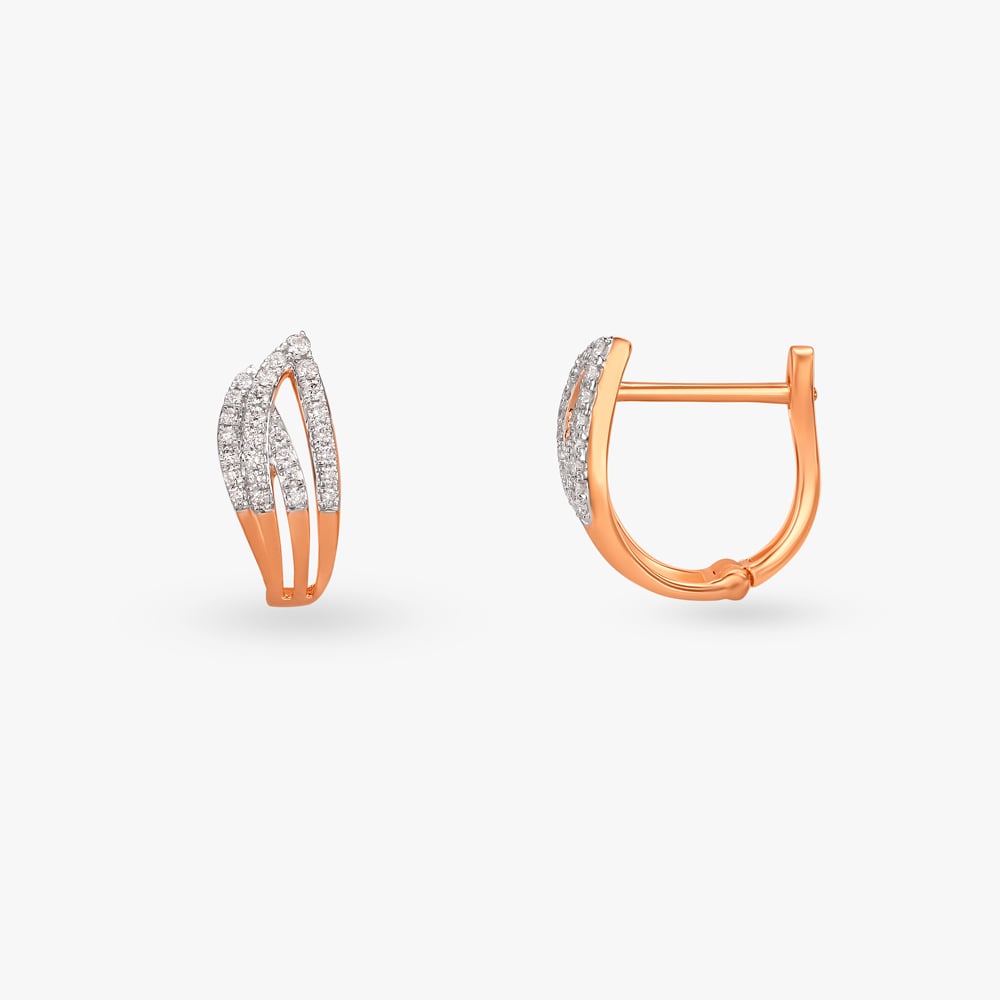 Radiant Leaf Diamond Hoop Earrings,,hi-res image number null