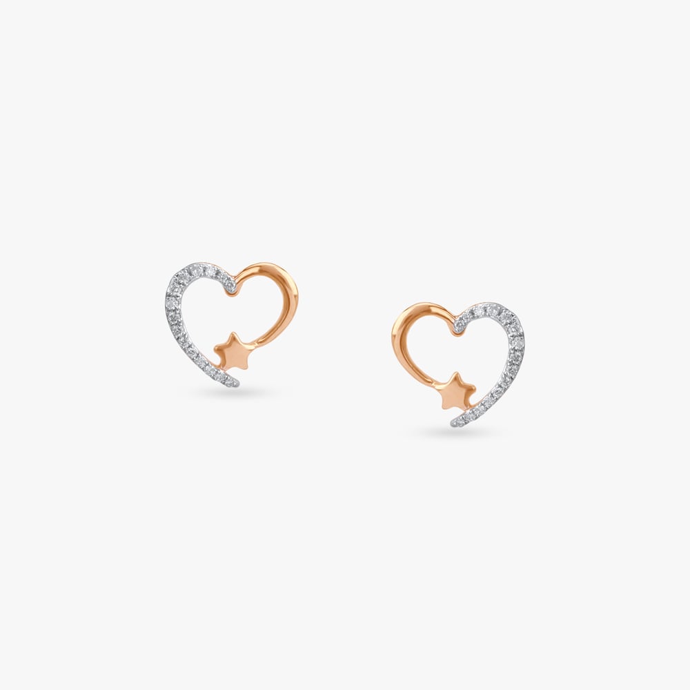 Cosmic Heartbeat Diamond Stud Earrings,,hi-res image number null
