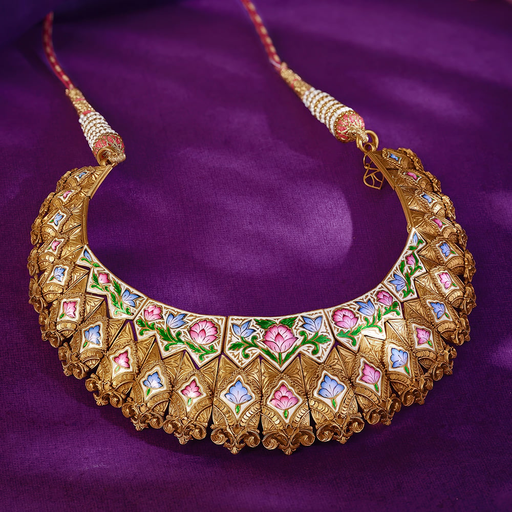Floral Swirls Gold Necklace Set,,hi-res image number null