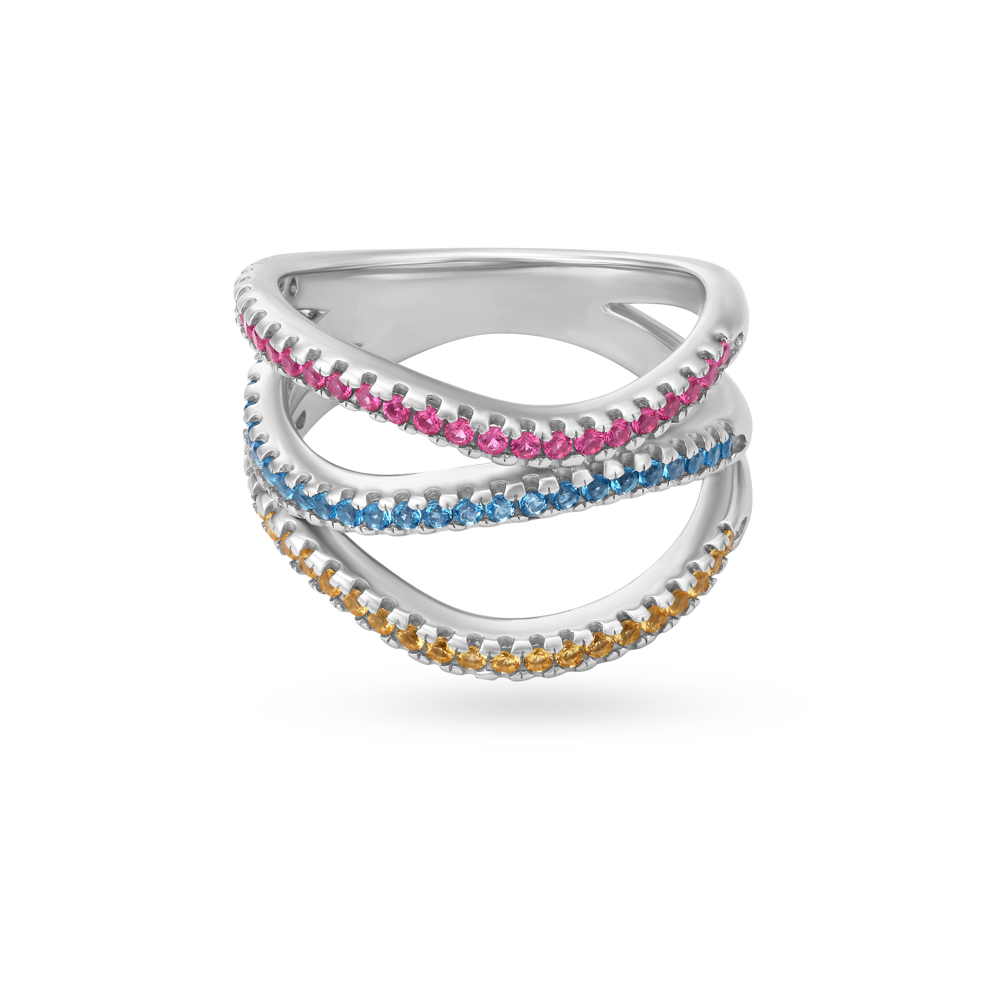 Sparkling Wavy Silver Ring,,hi-res image number null