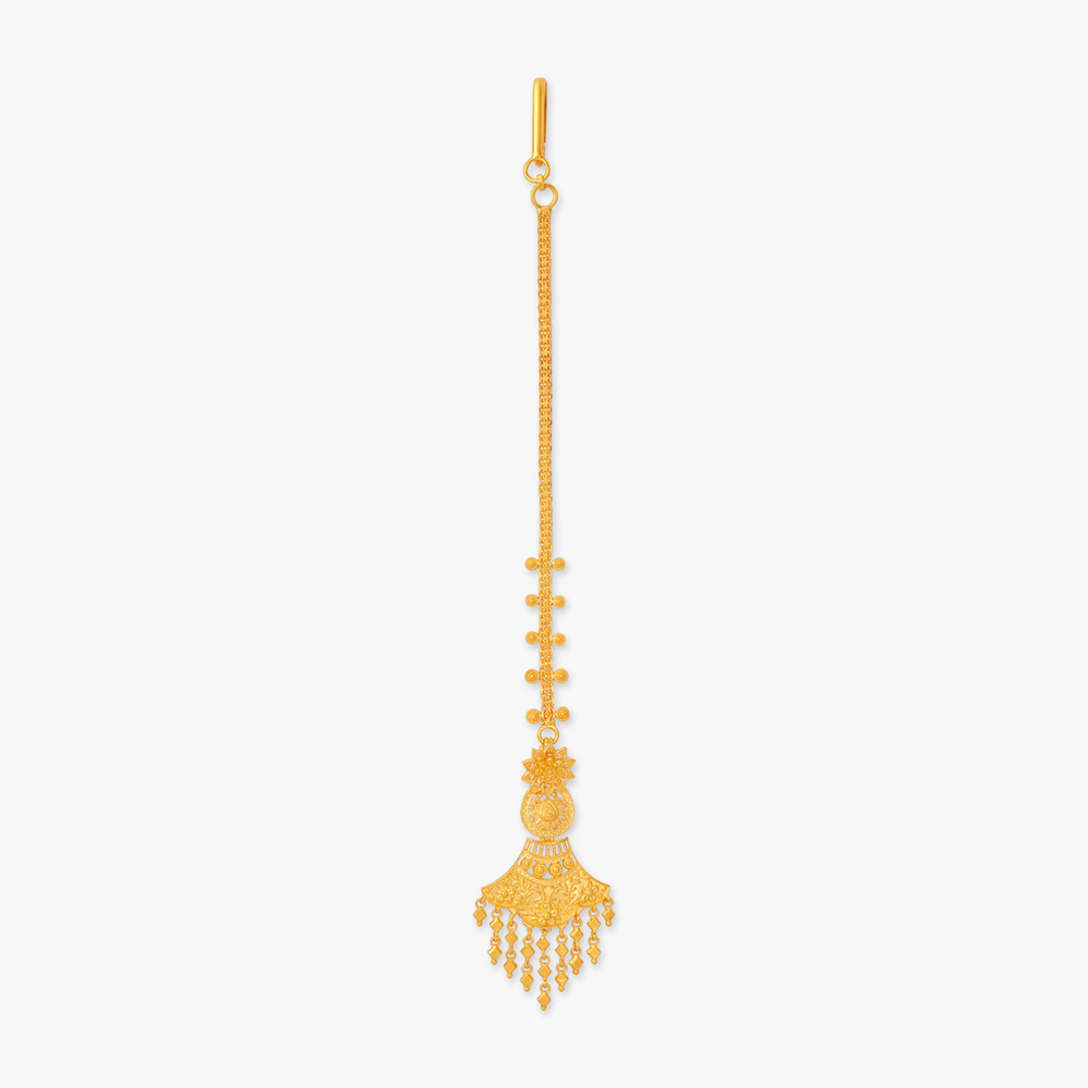 Draped Muse Gold Maang Tikka,,hi-res image number null