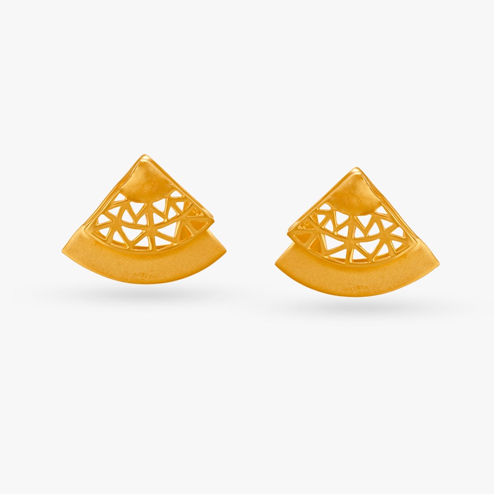 Classy Geometric Gold Stud Earrings,,hi-res image number null