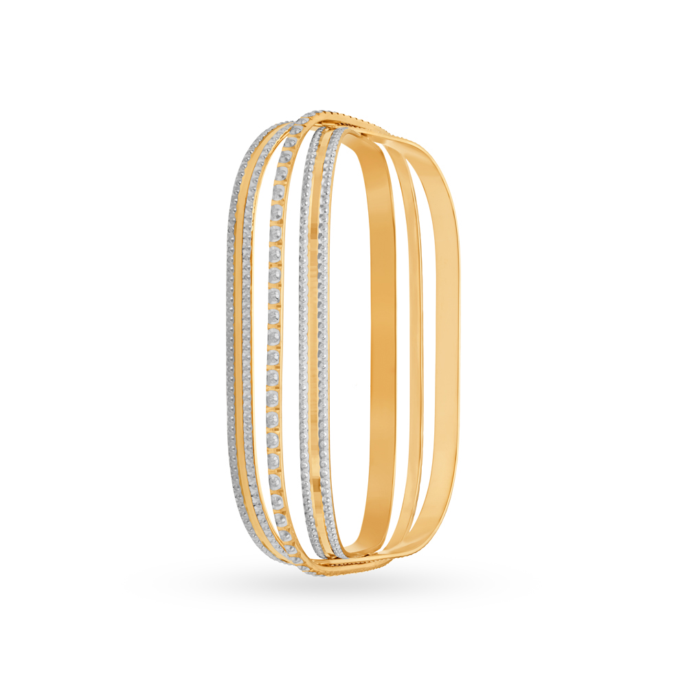 Glimmering Yellow Gold Embossed Bangle,,hi-res image number null