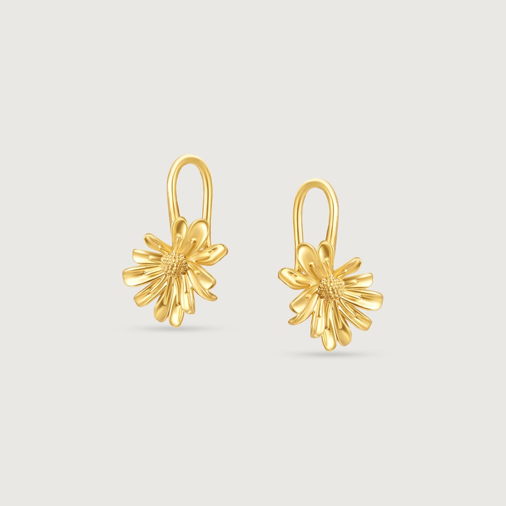 Dainty Daisy Gold Hoop Earrings,,hi-res image number null