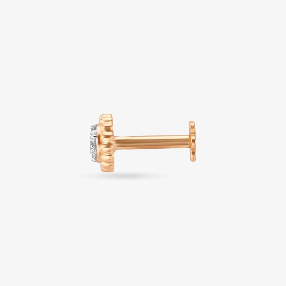 Ripple Halo Diamond Nose Pin,,hi-res image number null