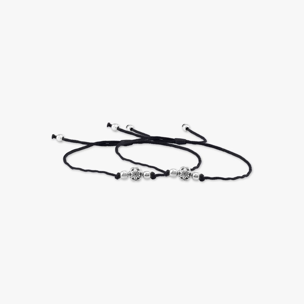 

Floral Charm Silver Anklet
