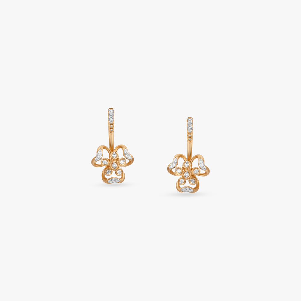 Petal Loop Diamond Drop Earrings,,hi-res image number null