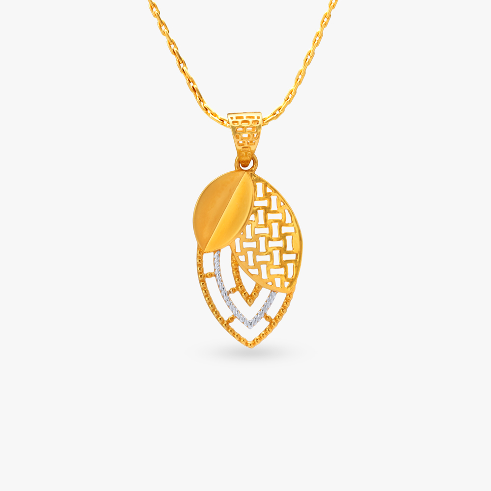 Sleek Chic Gold Pendant and Earrings Set,,hi-res image number null
