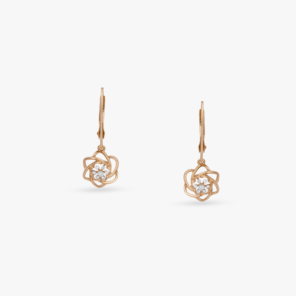 Twisted Curve Diamond Drop Earrings,,hi-res image number null
