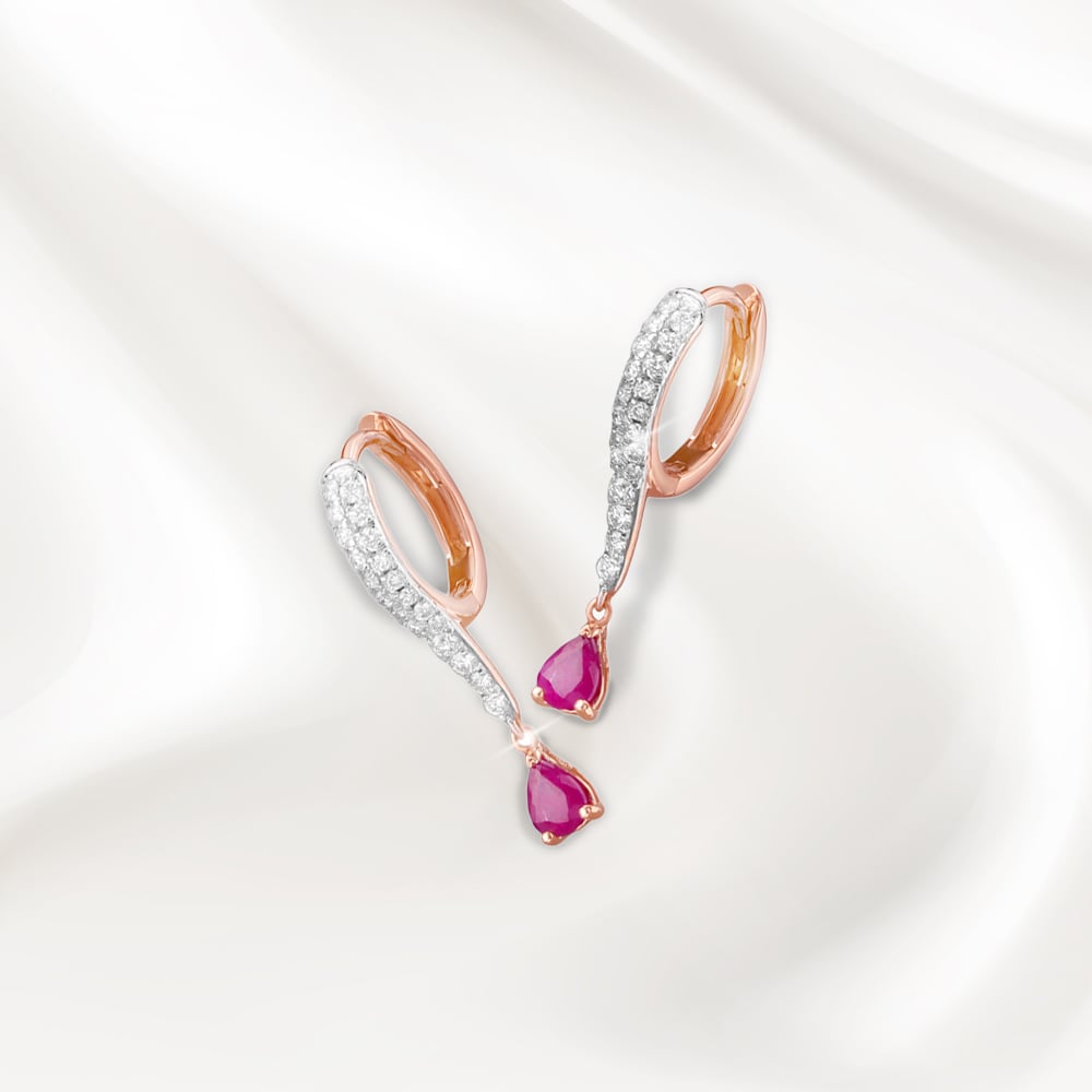 

Crimson Swing Diamond Hoop Earrings