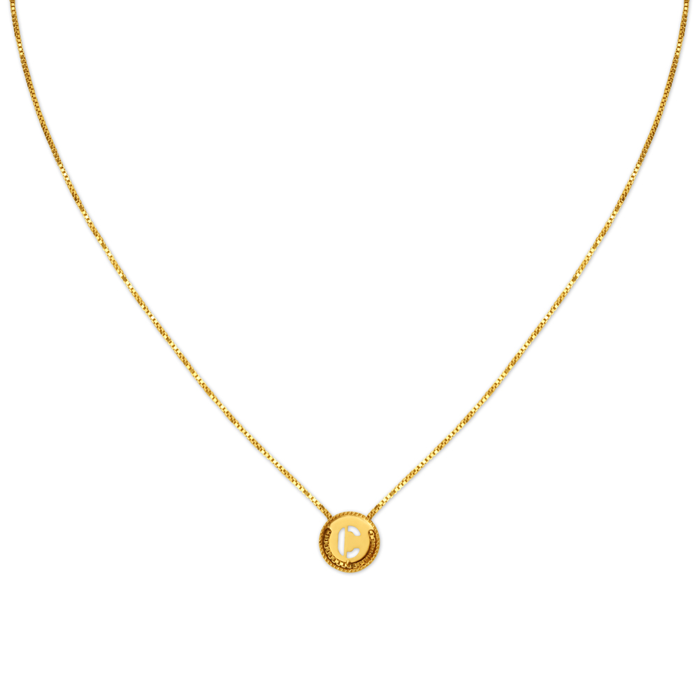 Letter C Gold Pendant with Chain For Kids,,hi-res image number null