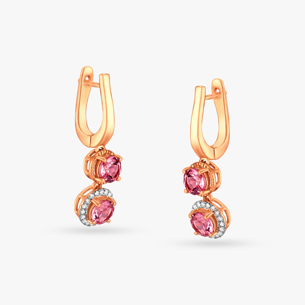 Cherry Cascade Diamond Hoop Earrings,,hi-res image number null