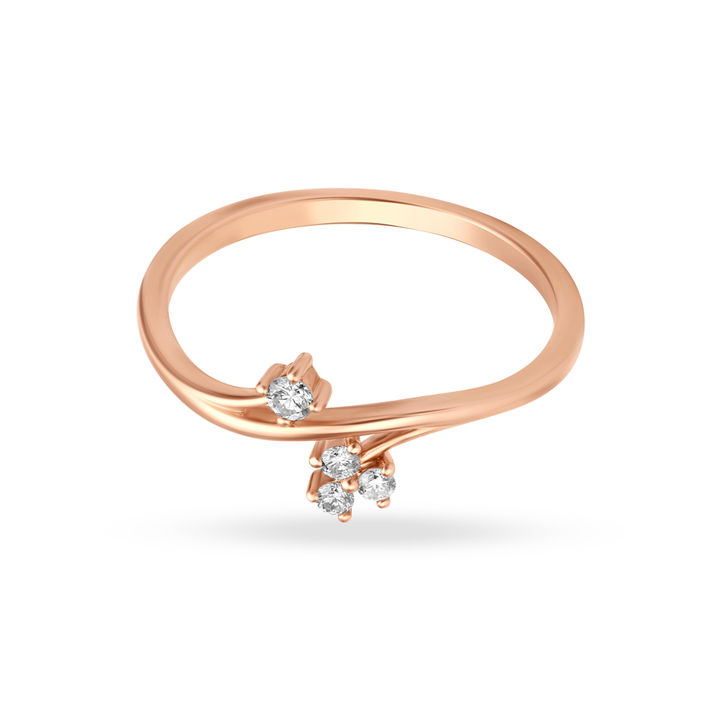 Floral Rose Gold and Diamond Finger Ring,,hi-res image number null