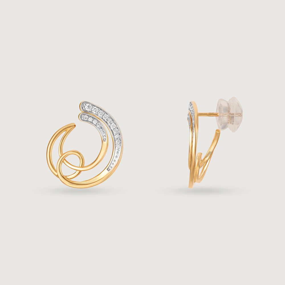 Dreamy Swirls 14 Kt Gold & Diamond Hoop Earrings,,hi-res image number null