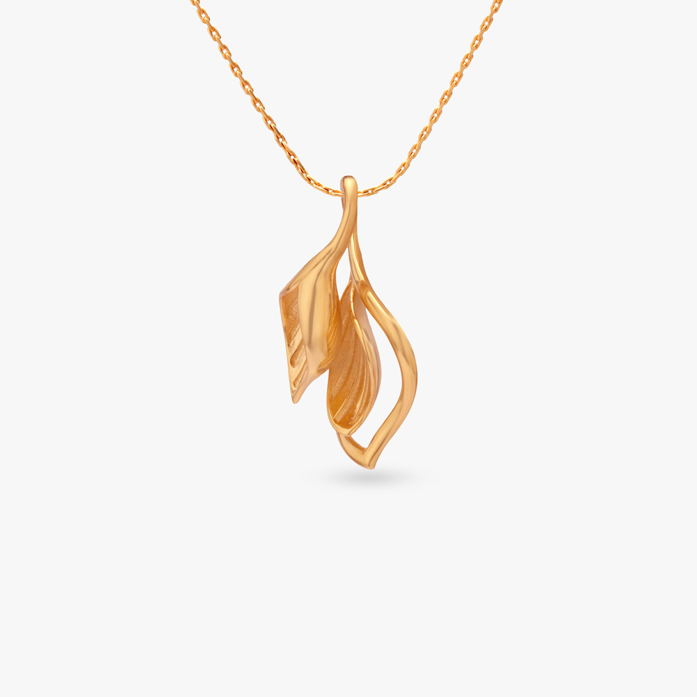 Sculpted Leaf Gold Pendant and Earrings Set,,hi-res image number null
