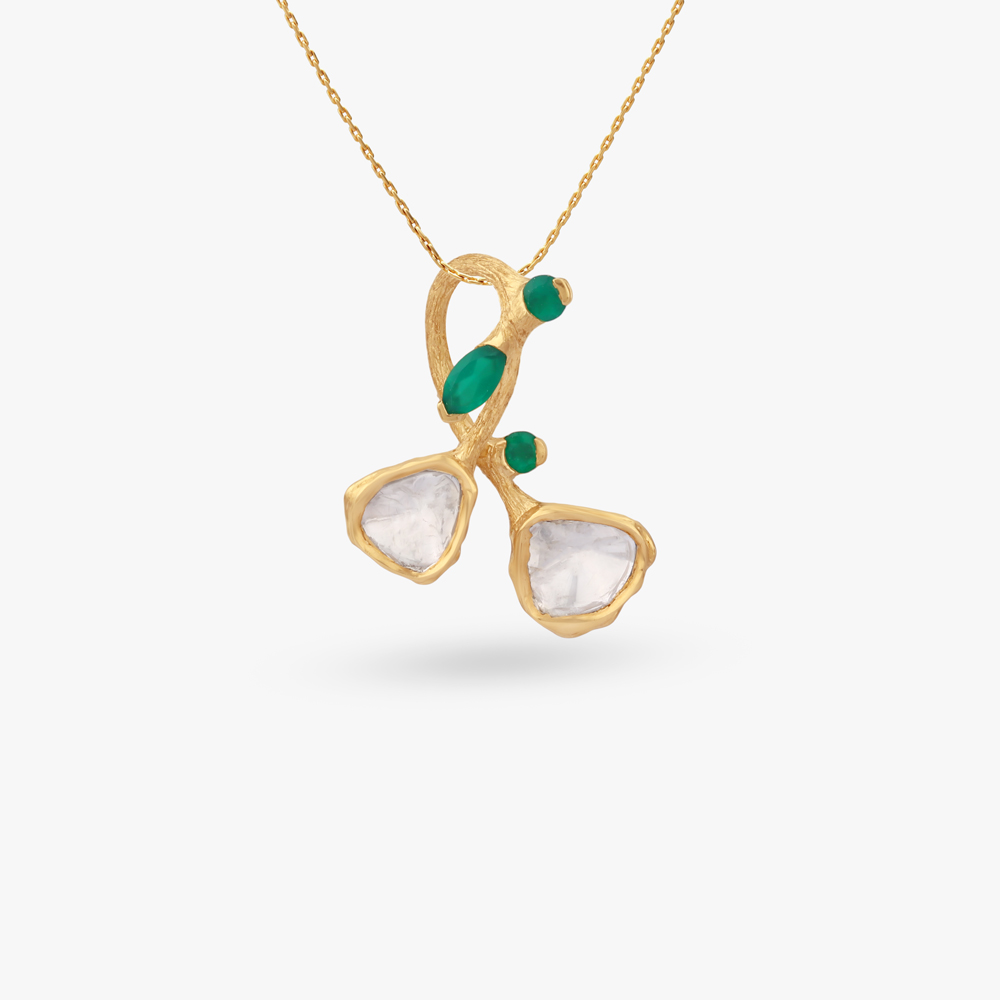 Artisanal Elegance Gold Pendant and Earrings set,,hi-res image number null