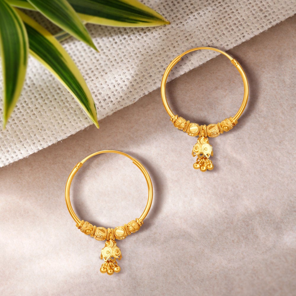 Tanishq hoop earrings gold 2025