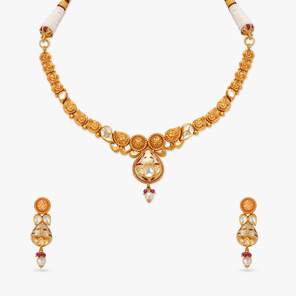 Intricate Floral Necklace Set,,hi-res image number null