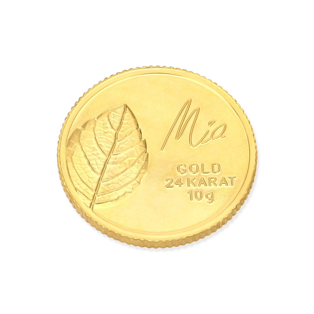 10 GM 24 Karat Tulsi Leaf Gold Coin,,hi-res image number null