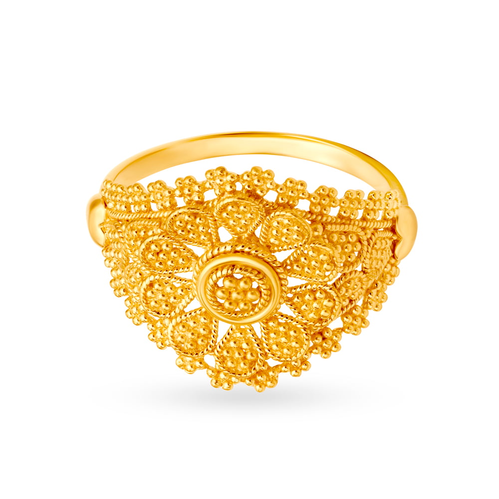 Majestic 22 Karat Yellow Gold Floral Statement Ring,,hi-res image number null