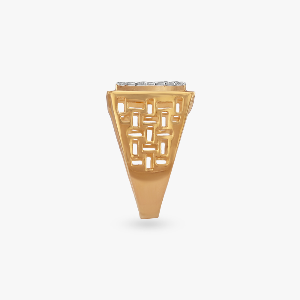 Curved Rectangular Gold Ring For Men,,hi-res image number null