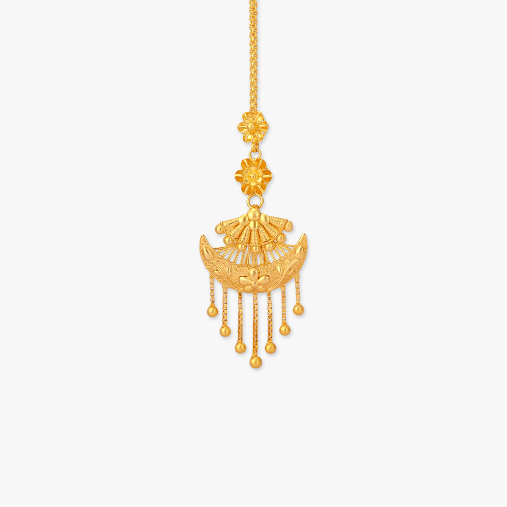 Plume Drape Gold Maang Tikka,,hi-res image number null