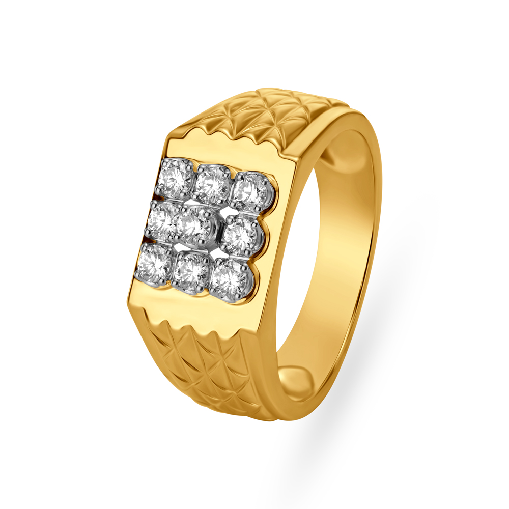 10K Yellow and White Nine Diamond Men's Ring with 0.33TDW - Obsessions  Jewellery