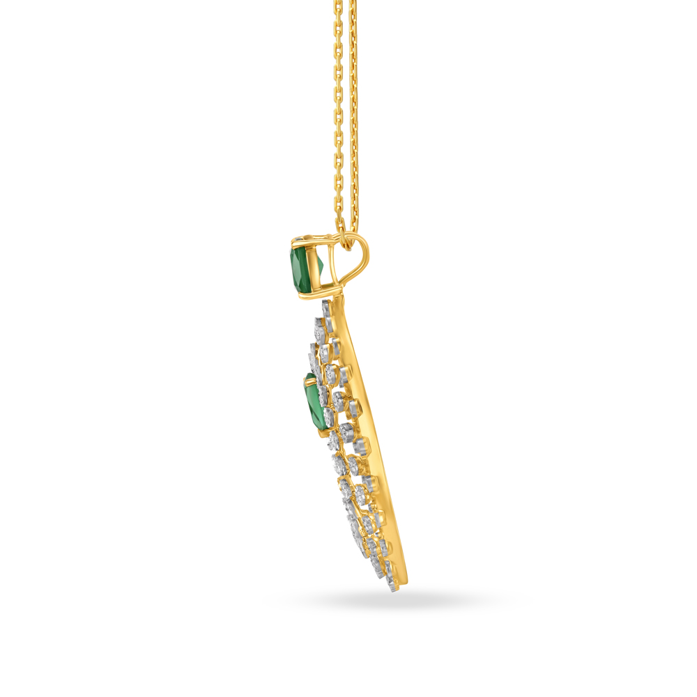 Breath-taking Circular Diamond Pendant Studded With Coloured Stone,,hi-res image number null
