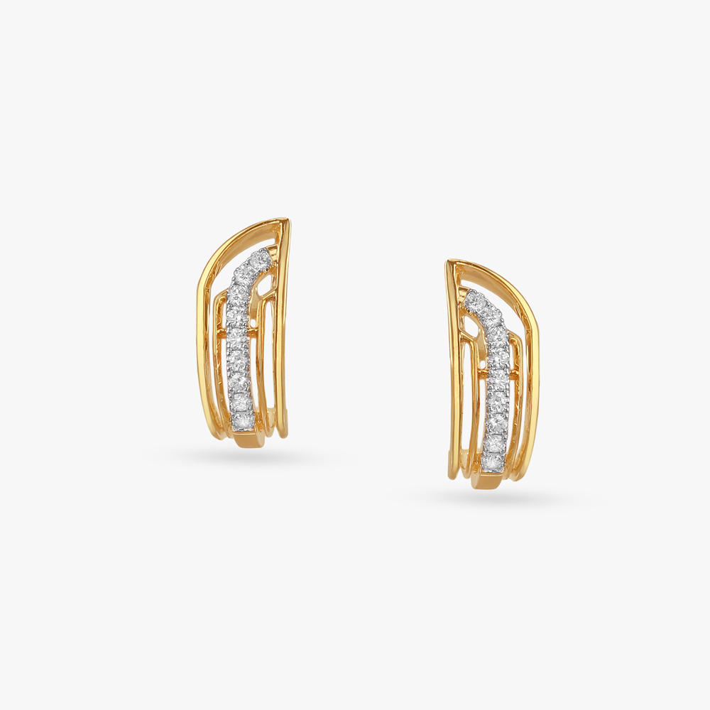 Geometric Cutout Diamond Hoop Earrings,,hi-res image number null
