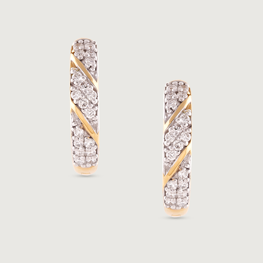 Refined Luxe Gold & Diamond Hoop Earrings,,hi-res image number null