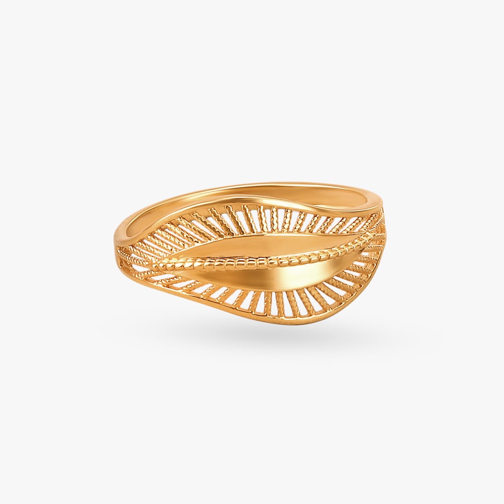 Artistic Leaf Gold Finger Ring,,hi-res image number null