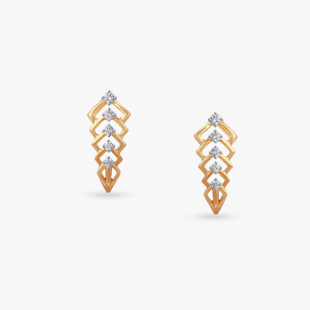 Contemporary Chevron Diamond Hoop Earrings,,hi-res image number null
