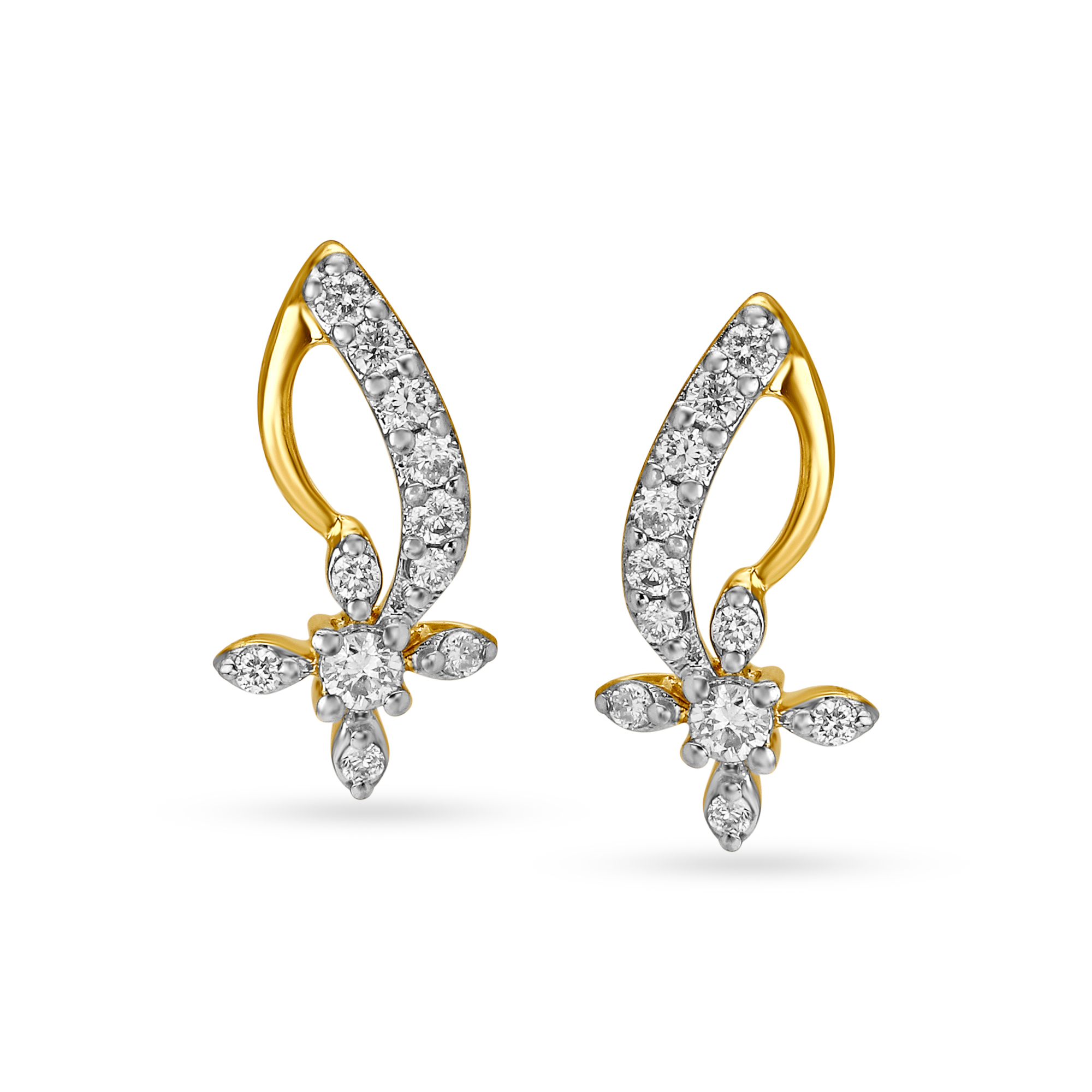 14KT Yellow Gold Diamond Stud Earrings