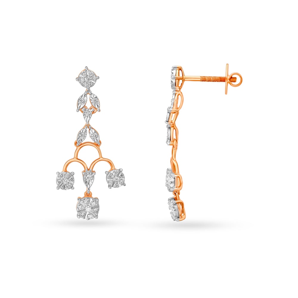 Dazzling Chandelier Rose Gold and Diamond Earrings,,hi-res image number null