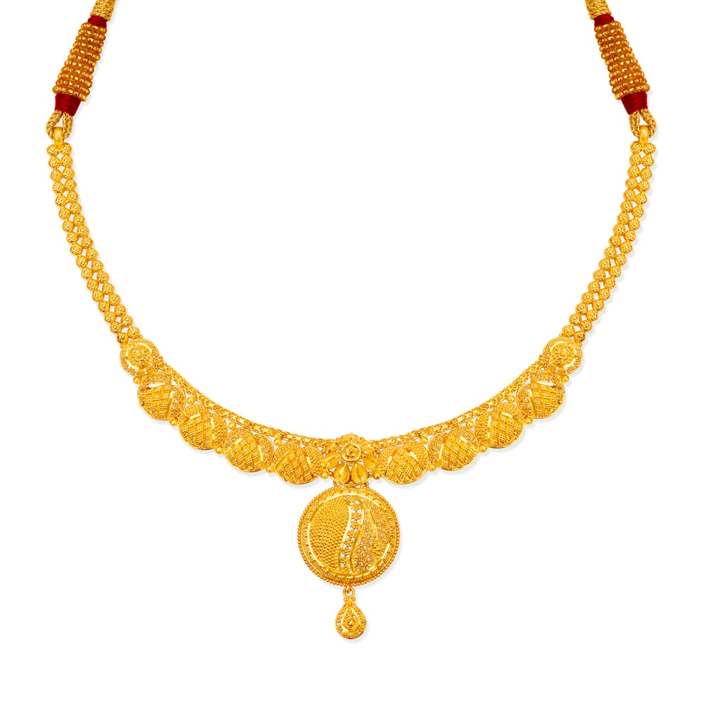 Spellbinding 22 Karat Yellow Gold Filigree Necklace And Earrings Set,,hi-res image number null