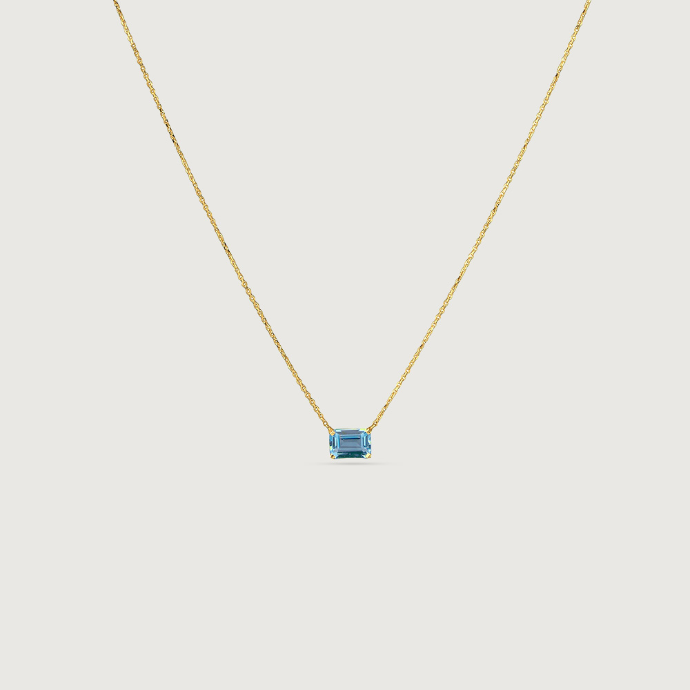 Refined Geometric Blue Topaz Gold Necklace,,hi-res image number null