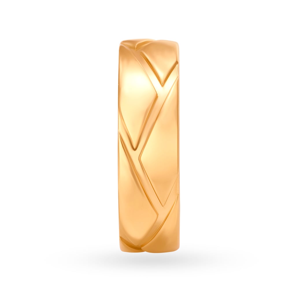 Modern 22 Karat Yellow Gold Criss Cross Pattern Finger Ring,,hi-res image number null