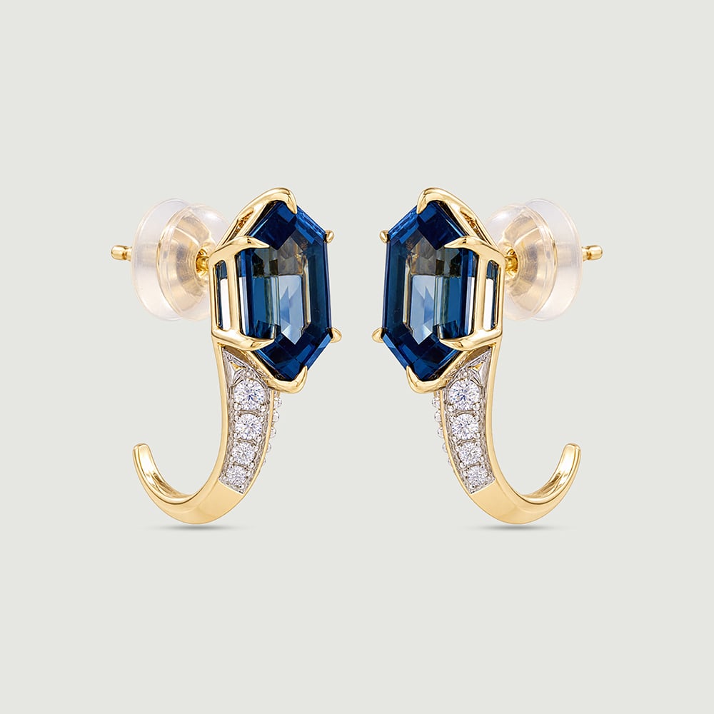 Blue Radiance Topaz Gold Hoop Earrings,,hi-res image number null