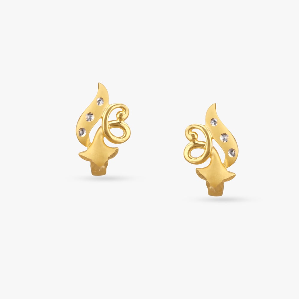 Lava Curl Gold Stud Earrings,,hi-res image number null