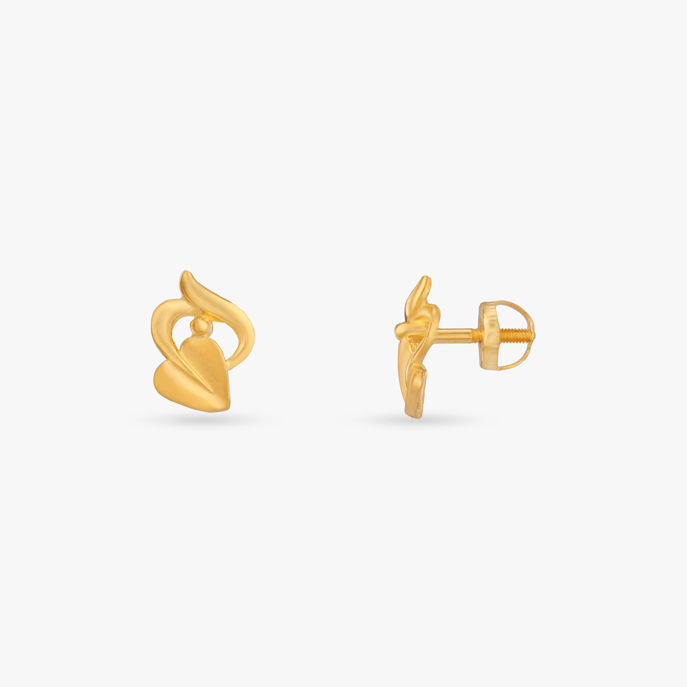 Twinkle Heart Gold Stud Earrings for Kids,,hi-res image number null