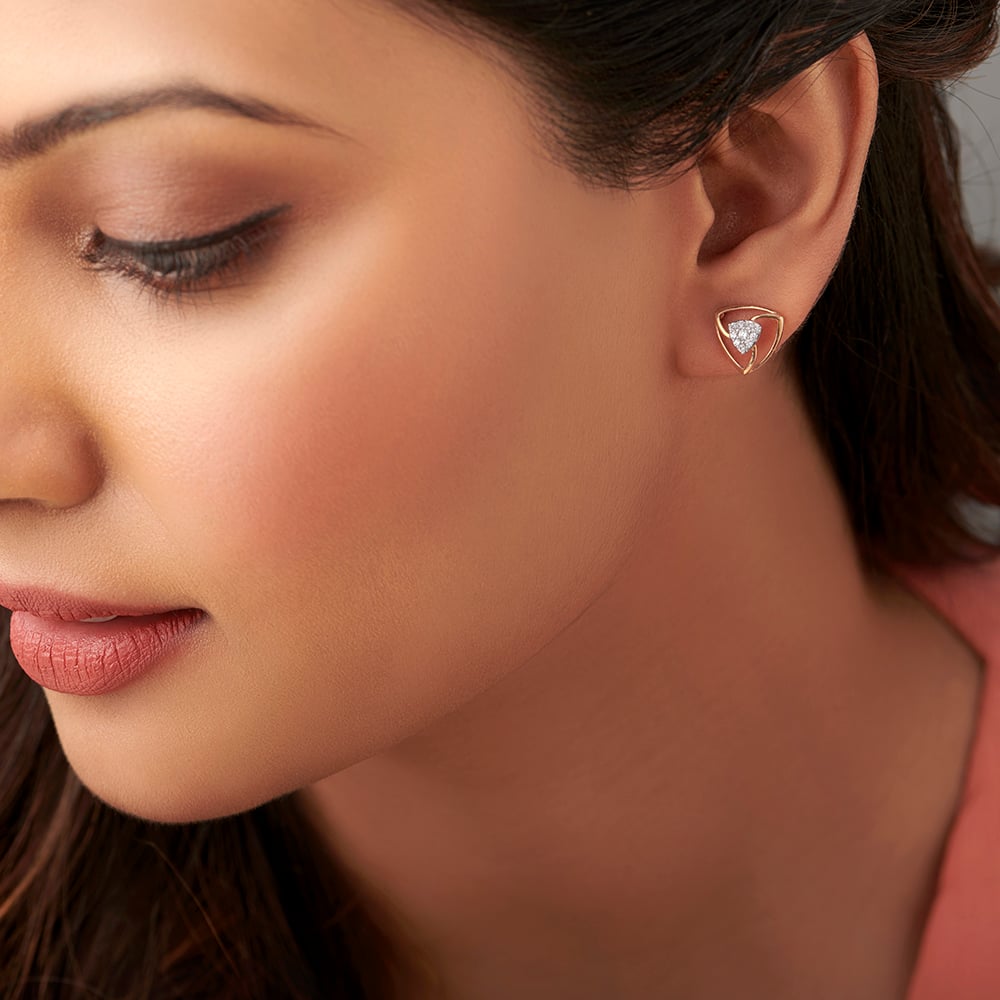 Modish Triangles Diamond Stud Earrings,,hi-res image number null